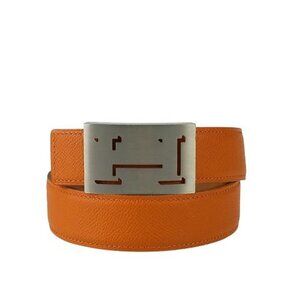 Hermes Belt Lucky Metal Orange Epson Constance Reversible Silver